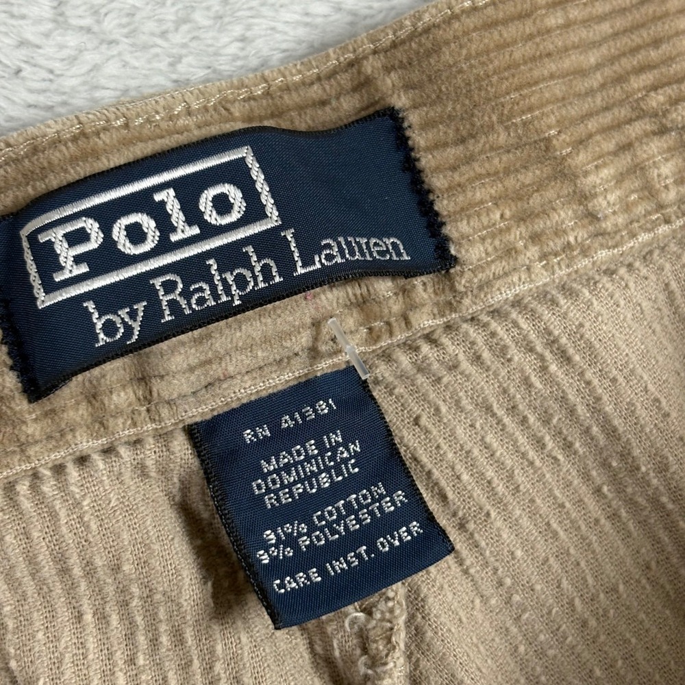Polo Ralph Lauren Andrew Pant Tan Corduroy Pleated Trousers 34x32 Mens - Picture 3 of 12